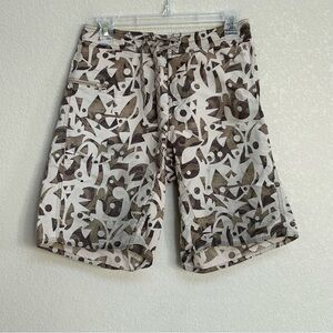 Patagonia Men’s Wavefarer Boardshorts Size 28 Brown White Print Surf Swim Trunks